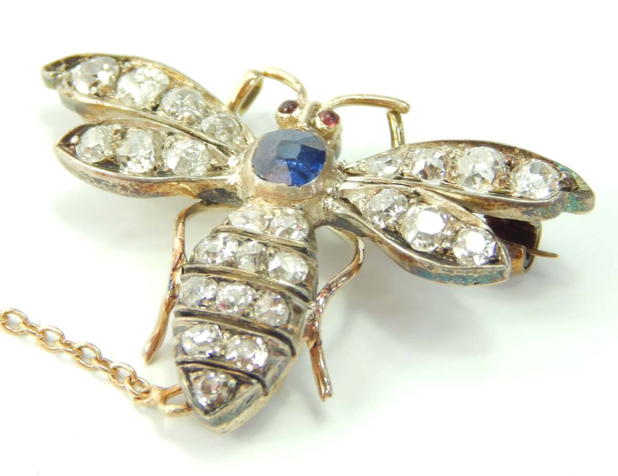 Appraisal: A diamond and gem set yellow and white metal insect