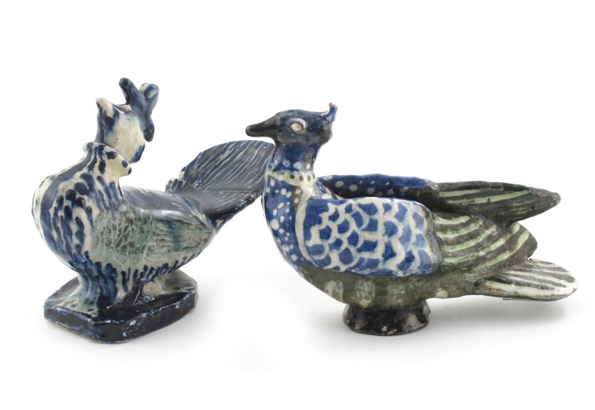 Appraisal: Two West Country pottery models of birds