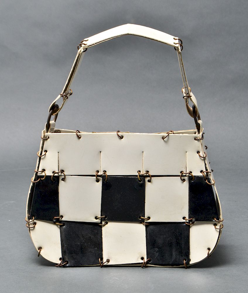 Appraisal: Vintage 's Black White Mod Paneled Purse Vintage black and