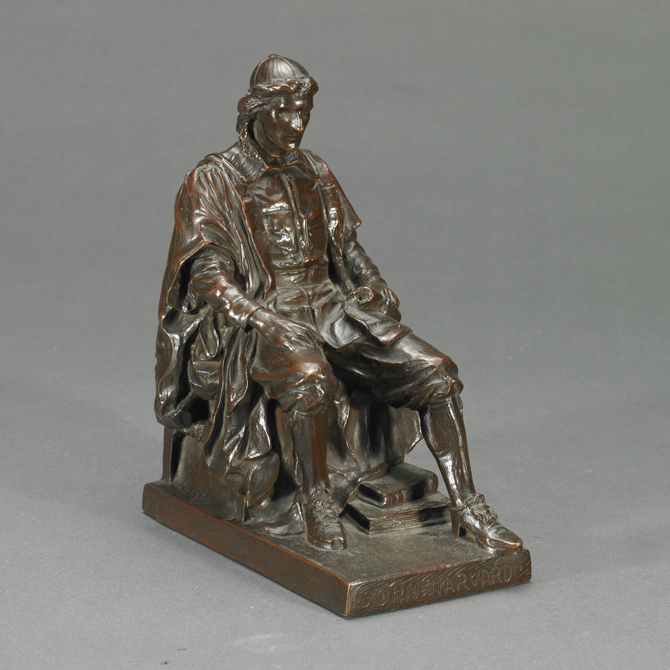 Appraisal: SEATED FIGURE OF JOHN HARVARD After Daniel Chester French American