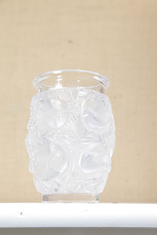 Appraisal: LALIQUE VASE Frosted and clear in Bagatelle pattern with birds