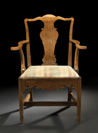 Appraisal: English Vernacular Fruitwood Armchair second quarter th century in the