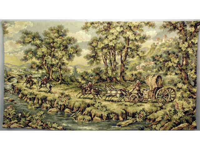 Appraisal: Nice Italian tapestry wall hanging showing a carriage in the