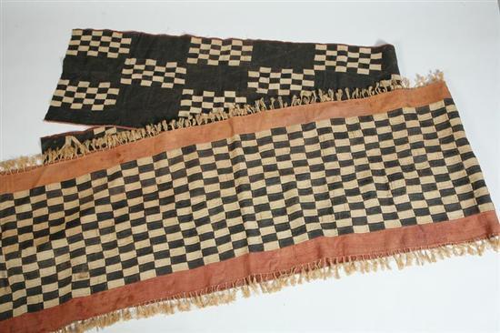 Appraisal: TWO AFRICAN TEXTILES Africa th century raffia Two long narrow