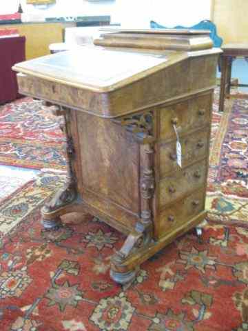 Appraisal: Ladies Davenport Desk th century tooled leather lift top side