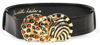 Appraisal: JUDITH LEIBER BLACK KARUNG BELT WITH ANIMAL FORM BUCKLE Black