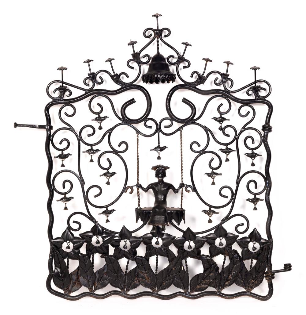 Appraisal: DECORATIVE CAST IRON GATE TH CENTURY HEIGHT WIDTH DEPTH DECORATIVE