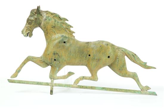 Appraisal: HORSE WEATHERVANE American late th century copper Hollow bodied running