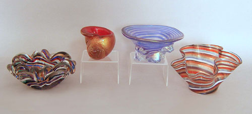 Appraisal: Four art glass ashtrays bowls probably Murano