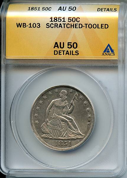 Appraisal: C AU Details Scratched Tooled ANACS WB- Still an attractive