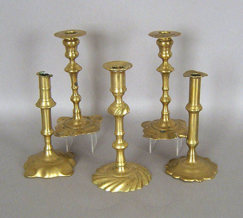 Appraisal: Four Queen Anne candlesticks mid th c together with a