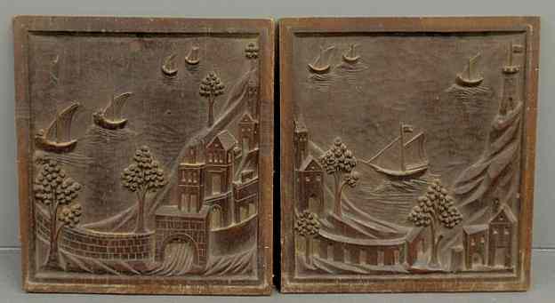 Appraisal: Pair of Continental carved wood panels late th c of