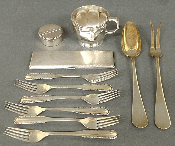 Appraisal: - Group of English and sterling silver tableware to incl