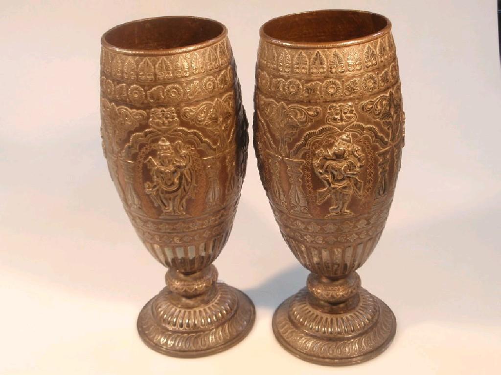 Appraisal: A pair of early thC Indian silver metal ovoid vases