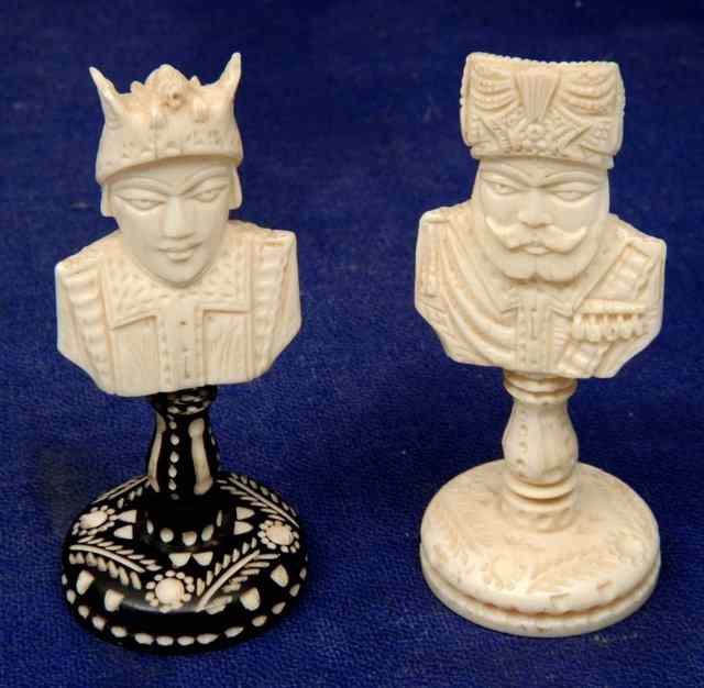 Appraisal: AN INDIAN CARVED IVORY CHESS SET each piece of figure