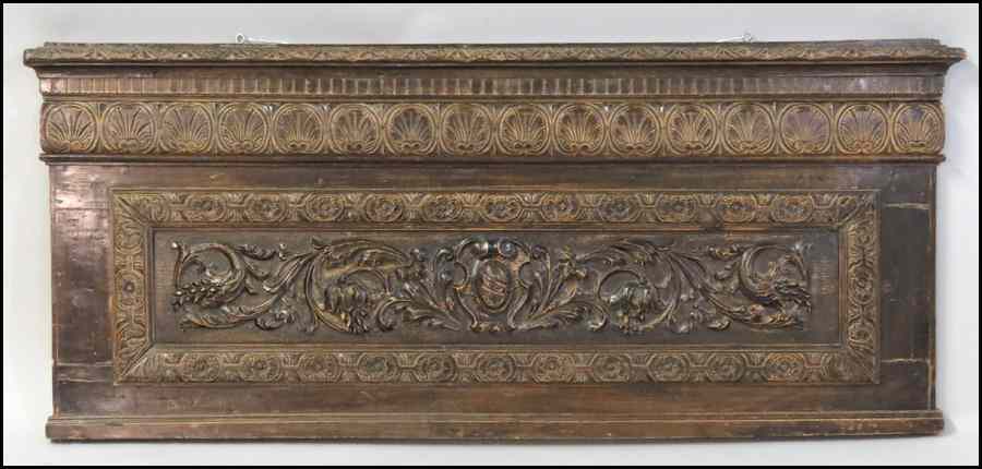 Appraisal: CONTINENTAL CARVED OAK WALL PLAQUE '' x '' Condition No