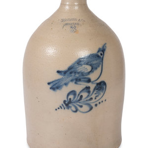 Appraisal: A Rogers Co Cobalt-Decorated Three-Gallon Stoneware Jug Boston Massachusetts th