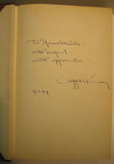 Appraisal: INSCRIBED COPY WITH LETTER TO AN ASSOCIATE KINSEY ALFRED Sexual