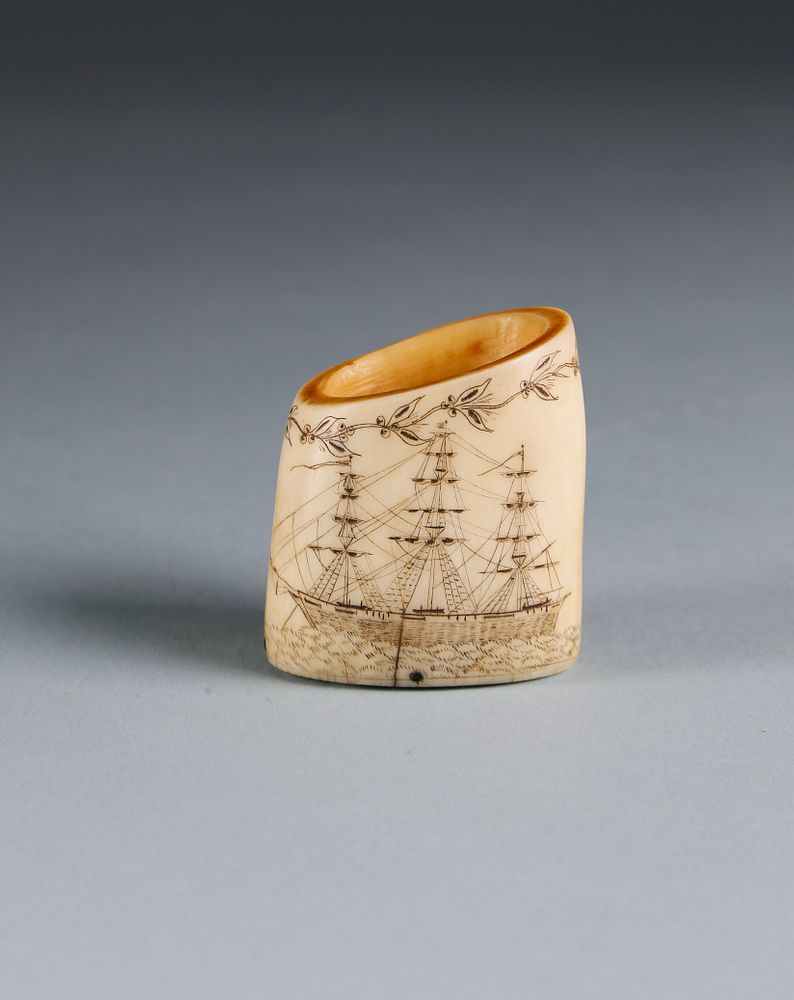 Appraisal: Fine Scrimshaw Lower Whale Tooth Section circa Fine Scrimshaw Lower