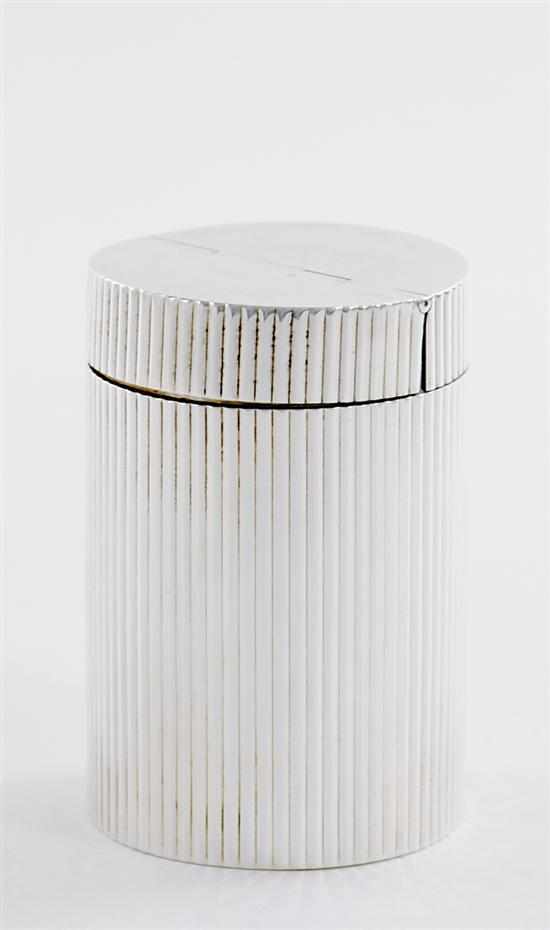 Appraisal: French silver box by Emile Puiforcat working - reeded cylinder