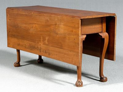 Appraisal: Chippendale walnut drop-leaf table walnut and poplar secondary ball-and-claw carved