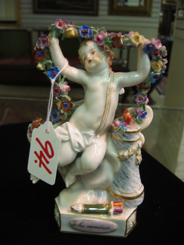 Appraisal: MEISSEN PORCELAIN FIGURE titled at base Te lesramene A winged