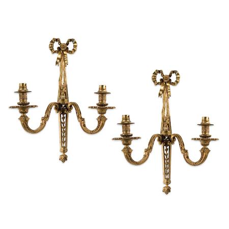 Appraisal: Set of Six Regence Style Gilt-Metal Two-Light Sconces Estimate -