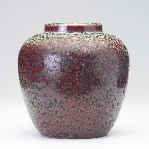 Appraisal: RUSKIN High-fired bulbous vase covered in a superior oxblood glaze