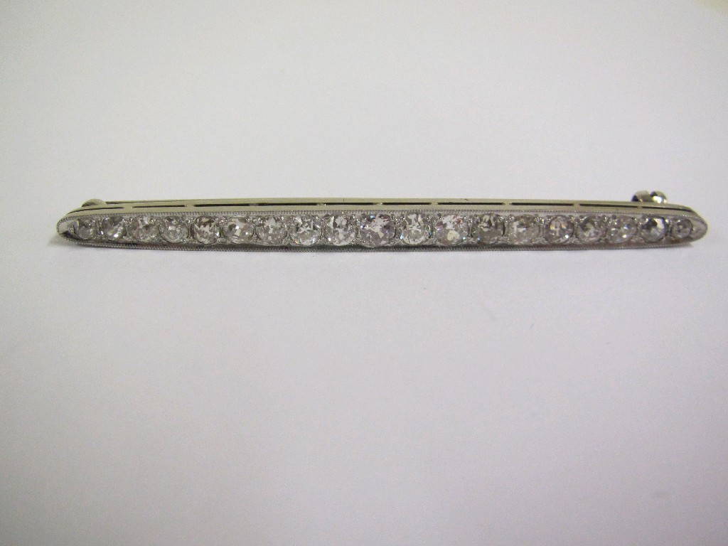 Appraisal: Edwardian white metal diamond set bar brooch with rose cut