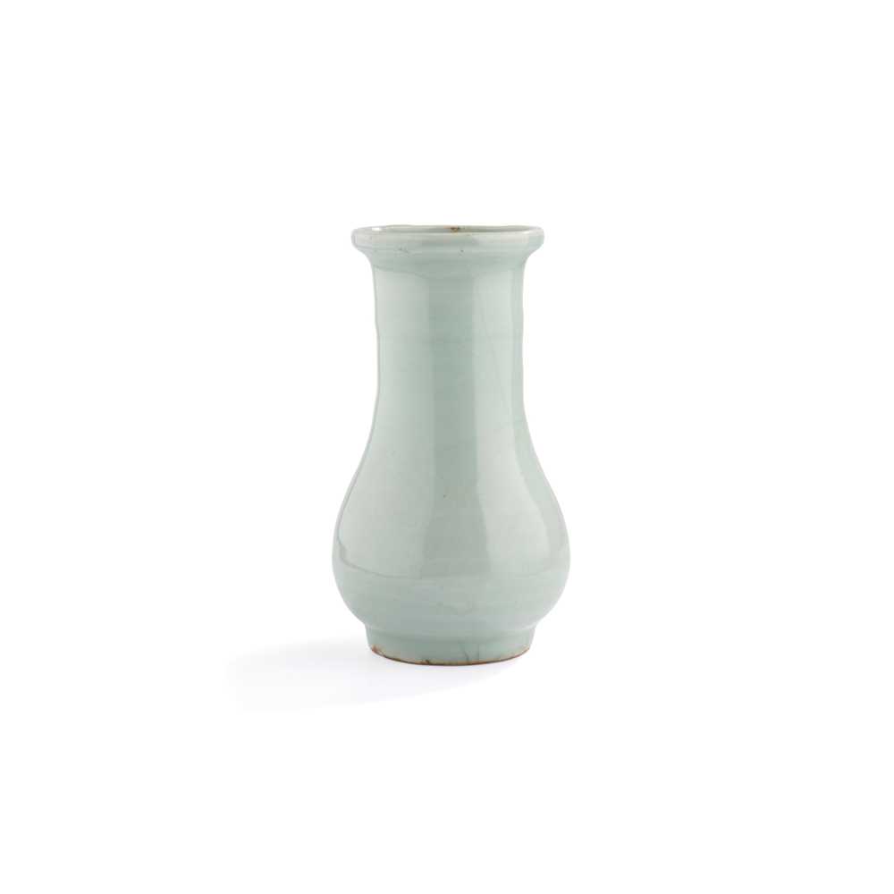 Appraisal: LONGQUAN CELADON-GLAZED VASE SOUTHERN SONG DYNASTY the pear-shaped body supported