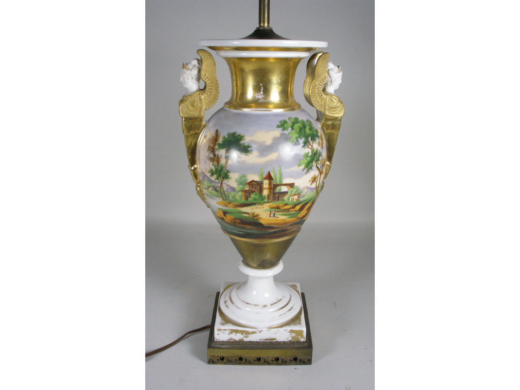 Appraisal: Vieux Paris Porcelain Vase Lamp c w non invasive conversion