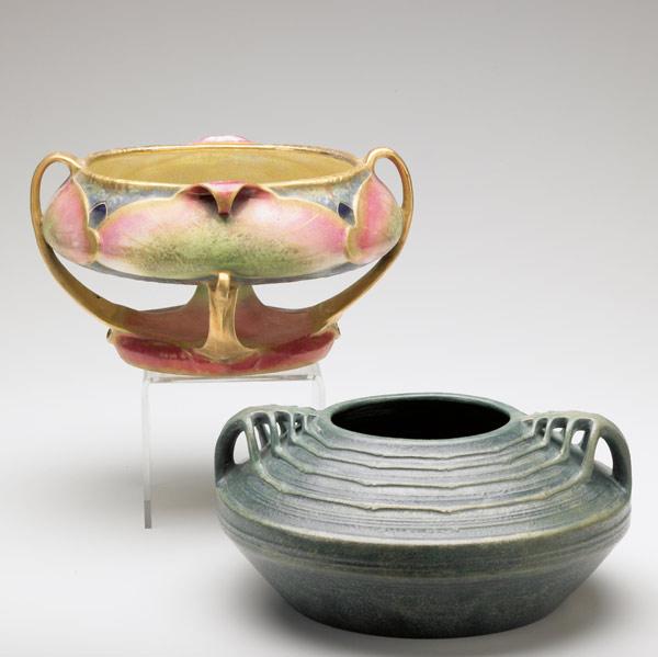 Appraisal: AMPHORA Two centerpiece bowls one by Paul Dachsel with buttressed