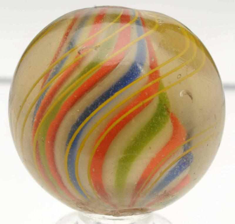 Appraisal: Tinted Glass Solid Core Swirl Marble Olive tinted glass with