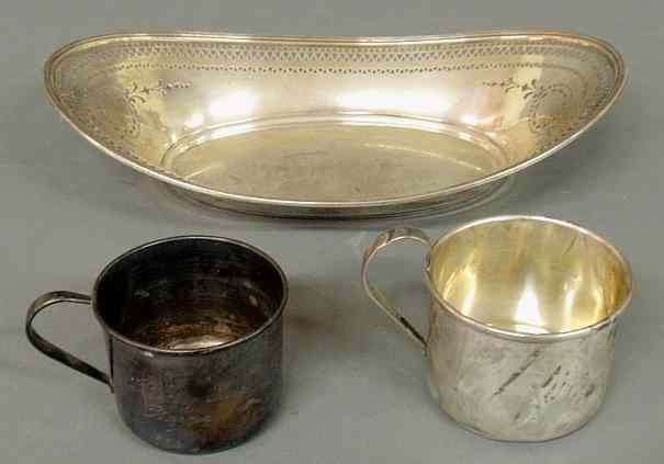 Appraisal: Tiffany sterling silver bread tray l and two baby cups