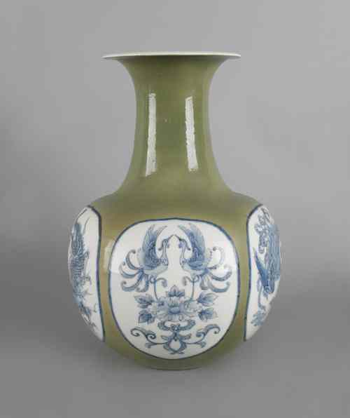 Appraisal: Chinese green ground porcelain bottle vase th c h