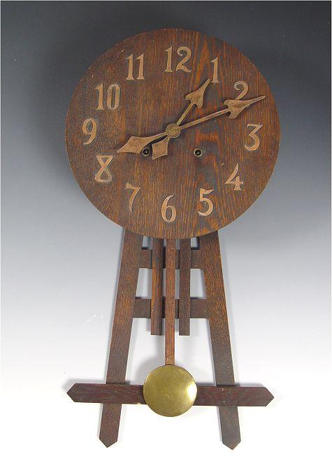 Appraisal: MISSION OAK ARTS CRAFTS WALL CLOCK Classic Arts Crafts design