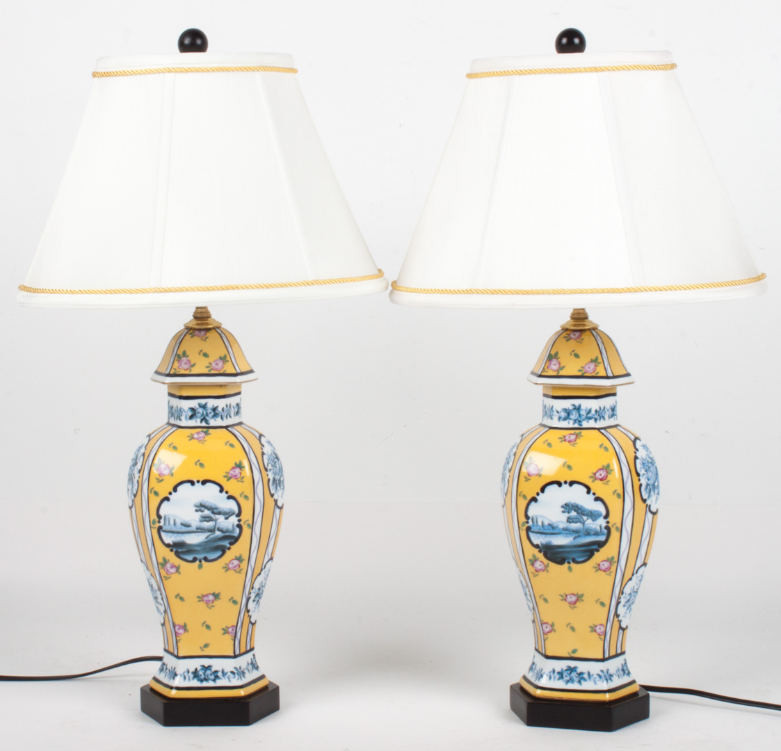 Appraisal: Pair of Chinese Export style ceramic lamps garniture jar with