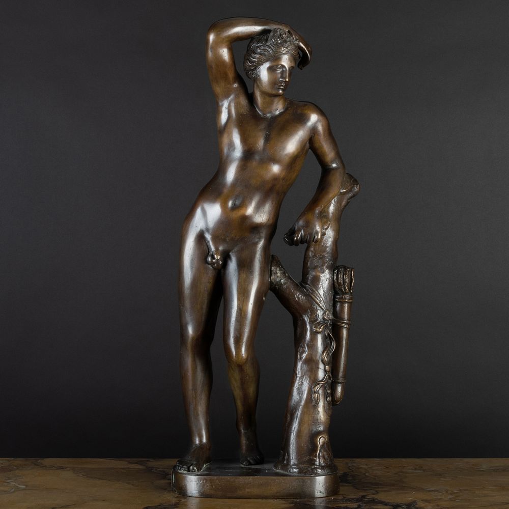 Appraisal: Bronze Model of a Man Leaning on a Tree Stump