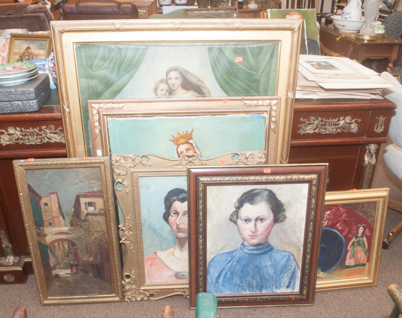 Appraisal: Large of assortment of framed unframed artworks Undernumber