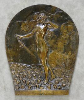 Appraisal: Fernand Dubois Art Nouveau Bronze Plaque BELGIUM - A bronze