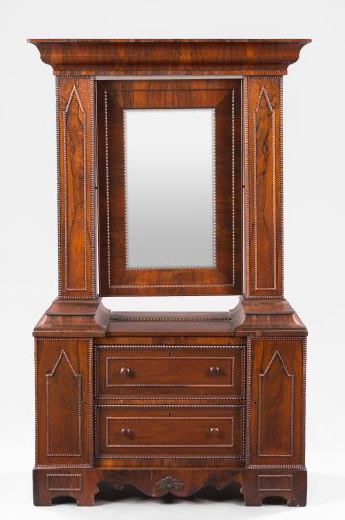 Appraisal: American Gothic Revival Rosewood Wig Dresser mid- th century retaining