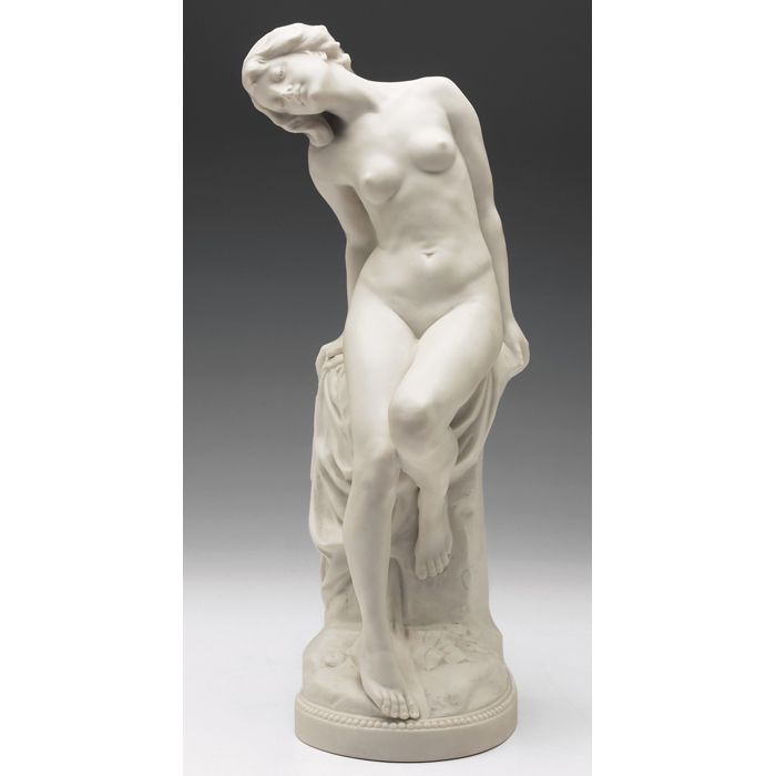 Appraisal: Art Pottery sculpture seated nude under a white matte glaze