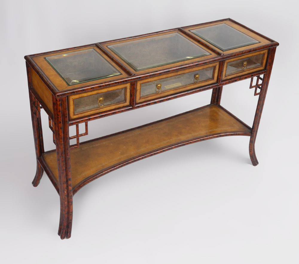 Appraisal: MAITLAND SMITH VITRINE HALL TABLE Top with sections beveled glass