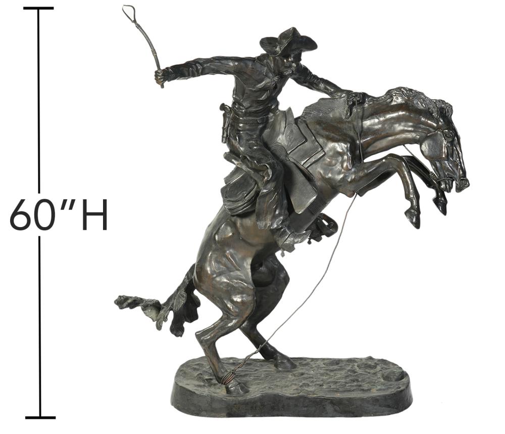 Appraisal: MONUMENTAL BRONZE AFTER REMINGTON 'BRONCO BUSTER'Monumental bronze sculptured recast of