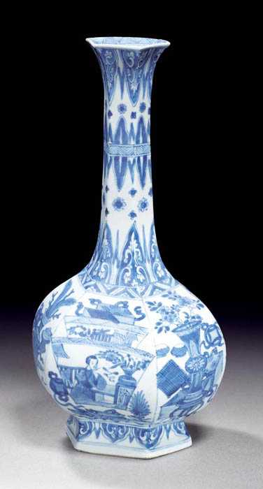 Appraisal: SIX-FOLD FACETTED VASE China th century H cm With a