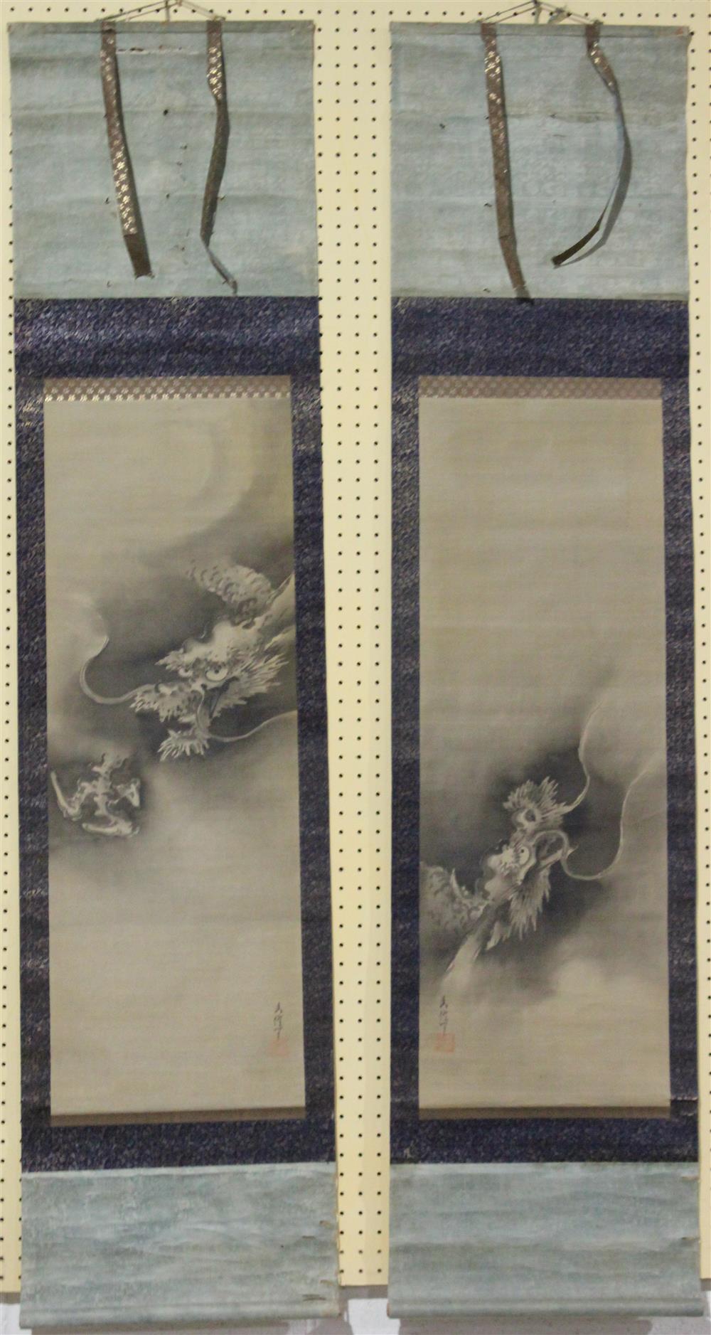 Appraisal: TWO JAPANESE SUMI-E OF DRAGONS EDO PERIOD the first on