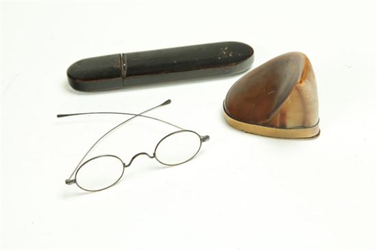 Appraisal: HORN MULL AND SPECTACLES Nineteenth century Scottish mull with brass