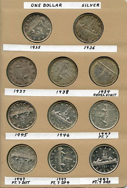 Appraisal: Canada Silver Dollars - Not complete Lacks Pt THP Bl