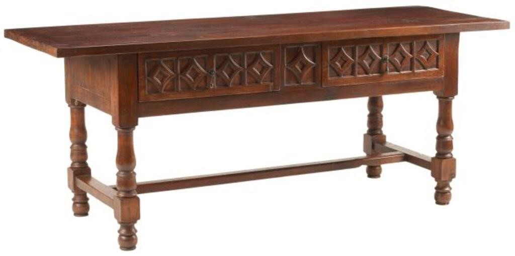 Appraisal: Baroque style console table with two drawers approx h l