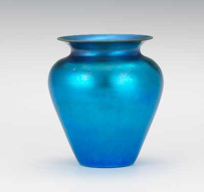 Appraisal: A Durand Blue Iridescent Vase Blue with faint gold under-tones